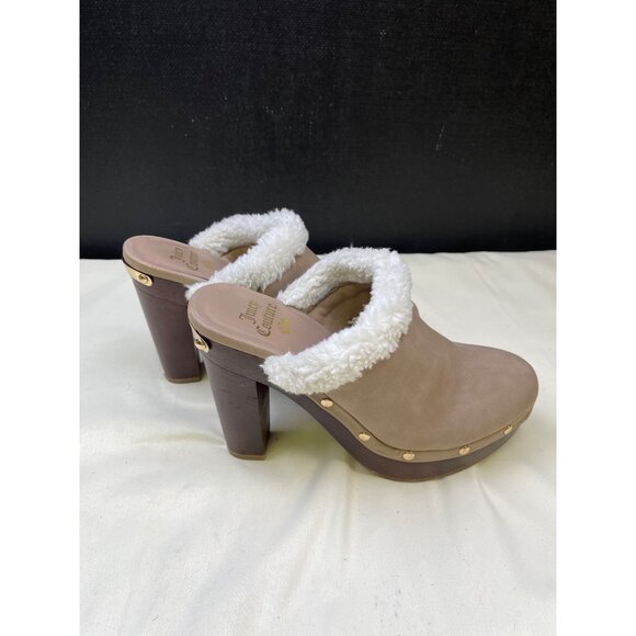 Juicy Couture Women's Tan Faux Fur Shoes/ Clogs Heels 4.5" Size 7 SKU 5496 - Picture 3 of 10